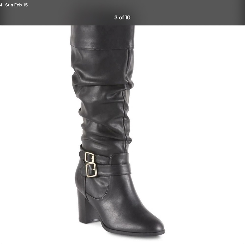 Black Knee-High Man-Made Boots